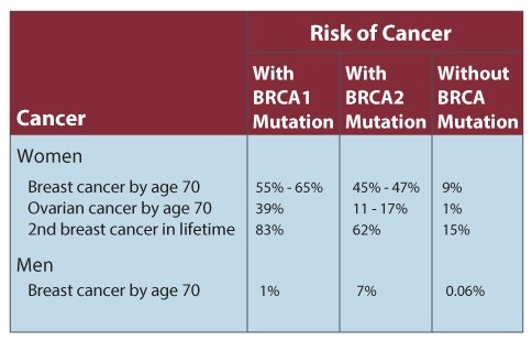 BRCA Cancer Risk Table