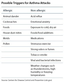 Possible Triggers for Asthma Attacks