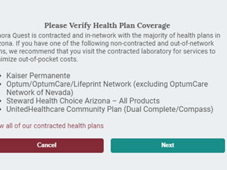 Health Place Coverage Verification Screen